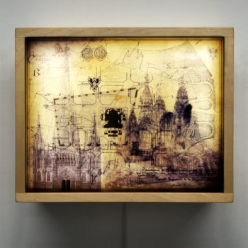 Gaudi Masterplan Architecture Sketches - Multiple Print Depth Effect - 9x11 Lightbox by Mini-Cinema