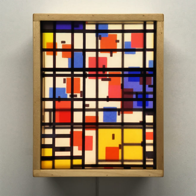 Mondrian Mashup - Multiple Print Depth Effect - 11x9 Led Lightbox by Mini-Cinema