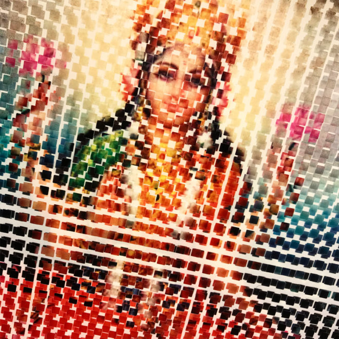 Pixelated Lakshmi On Lotus - Hindu Goddess Superstar - 12x12 Lightbox by Mini-Cinema / Hugo Cantin