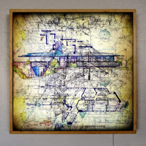 FLW Masterplan - Mid Century Architecture Sketches - 24x24 Lightbox by Mini-Cinema : Hugo Cantin _front