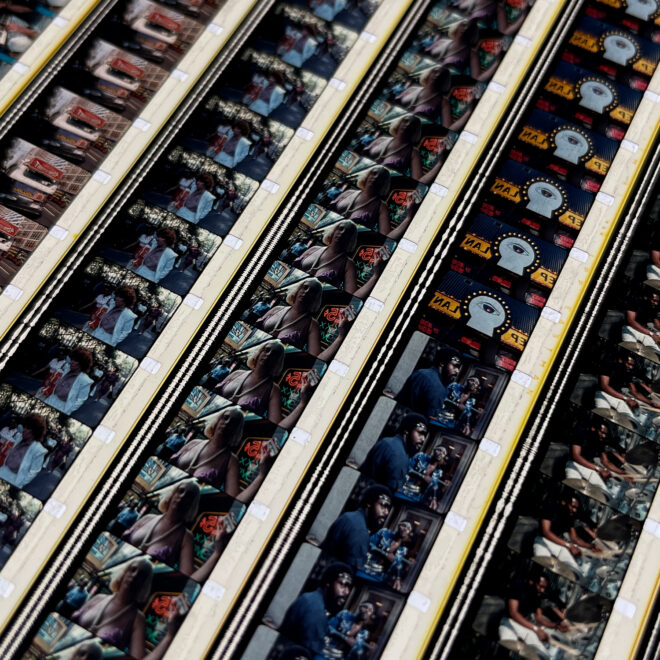 42nd Street 1983 NYC - 16mm Film Collage - Lofty 30x30 Lightbox by Hugo Cantin - Mini-Cinema _close1