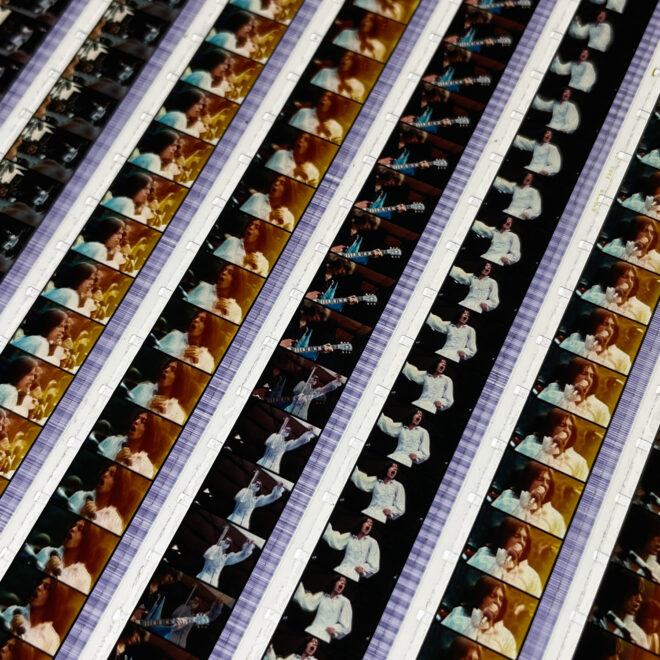 The Rolling Stones 1969 Jumping Jack Flash - 16mm Film Collage - Lofty 58x14 Lightbox by Hugo Cantin - Mini-Cinema _close1